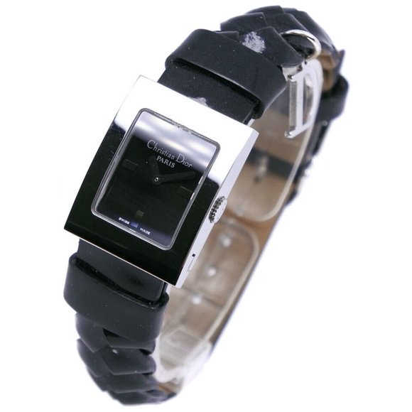 Dior Maris Watches Silver-/black Stainless Steel/leather Quartz